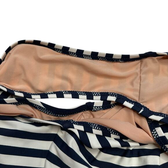 J CREW Bow Front One Piece Swimsuit Classic Stripe Women's Size 6 Blue Cream - Picture 8 of 9